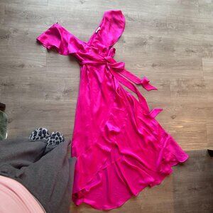 Topshop hot pink wrap maxi dress -- worn once